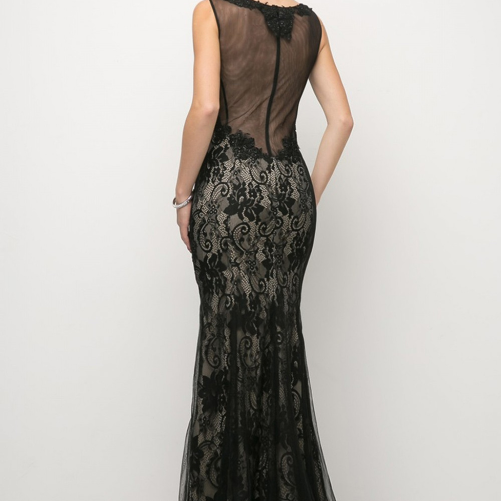 Lace Black Long Mermaid Sleeveless Dress CDCR788 - Picture 3 of 3